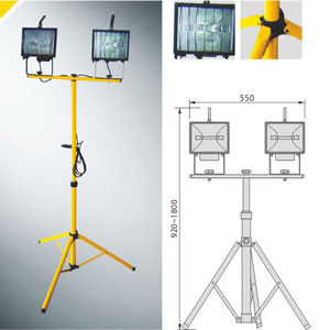 Projecteur halogène double tête 2x500W avec trépied, éclairage de travail extérieur portable, certifié CE - Product Image 1