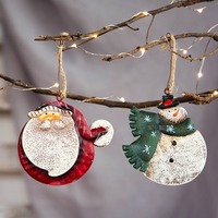 2024 pendentif de noël pendentif en fer créatif américain rétro vieille décoration père noël bonhomme de neige pendentif décoration d'arbre de noël