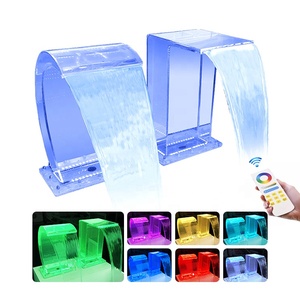 Chute d'eau de piscine durable à angle droit en acrylique transparent personnalisé avec lumière LED - Product Image 3