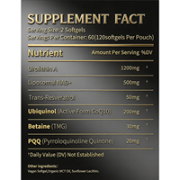 Complément alimentaire OEM ODM Urolithin A avec NAD+ liposomal et trans-resvératrol, formule 6-en-1 pour l'énergie cellulaire, capsules molles