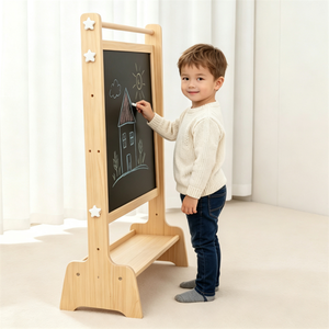 Muebles Montessori <span class=keywords><strong>para</strong></span> Niños, Caballete de Actividades Ajustable de Madera, Caballete de Doble Cara con <span class=keywords><strong>Pizarra</strong></span> Magnética y Bandeja de Almacenamiento - Product Image 5