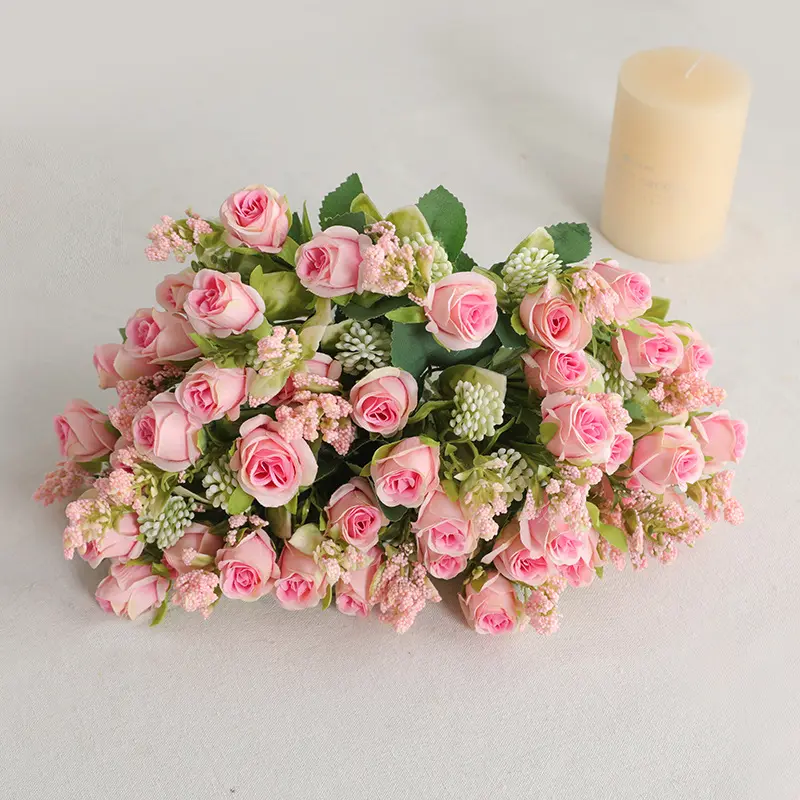 वेलेंटाइन दिवस कृत्रिम गुलाब गुलदस्ता रियल टच गुलाब कृत्रिम फूल DIY15 सिर कृत्रिम गुलाब गुलदस्ता शादी की सजावट