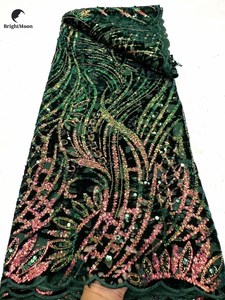 Velvet Sequin <strong>Lace</strong> <strong>Fabric</strong> <strong>Heavy</strong> Beads Sequins Luxury Bridal <strong>Lace</strong> <strong>Fabric</strong> for Dress - Product Image 3