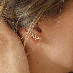 Boucles d'oreilles clous en argent sterling S925 plaqué or 18 carats ROXI, style minimaliste tendance, motif feuille, pour femmes - Product Image 3