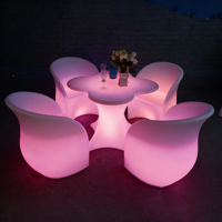 Table basse LED lumineuse, table de salon moderne en forme de trèfle à quatre feuilles, table en PE recyclable, décoration intérieure et extérieure, meubles pour la maison