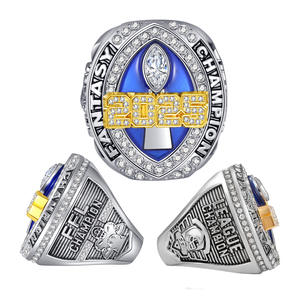 2025 FFL Championship Estilo vintage <span class=keywords><strong>NFL</strong></span> <span class=keywords><strong>Fantasy</strong></span> Football Ring Collection Aleación Anillos de piedras preciosas Fan Favorite - Product Image 1