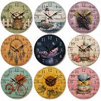 Jam Dinding Senyap Tanpa Baterai Berbahan Kayu Gaya Art Deco Cokelat Tua dengan Desain Still Life untuk Dekorasi Kembali ke Sekolah dan Ruang Tamu