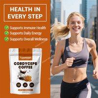 Poudre de café instantané aux champignons OEM Reishi, Crinière de lion, Cordyceps – Énergie et concentration pour adultes – Boisson saine au Cordyceps