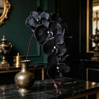 Ranting Anggrek Hitam Buatan M1012 Grosir, Bunga Sutra Phalaenopsis untuk Dekorasi Rumah Halloween, Latar Belakang Pernikahan Gotik