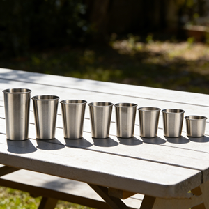 Verre à bière noir en acier inoxydable 304 de 350 ml, tasse à bière réutilisable en métal de 500 ml pour le camping et la randonnée, vente en gros - Product Image 1