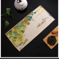 Tapis de thé en lin écologique moderne chinois, double face, absorbant l'eau, motif vintage, pour table à thé