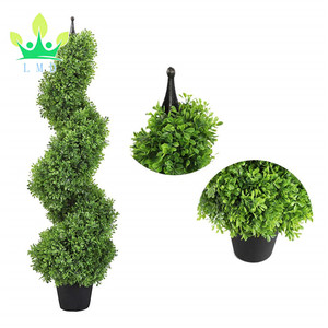 Deux ensembles de 3 pieds de hauteur, arbres topiaires en spirale en feuilles de <span class=keywords><strong>buis</strong></span> artificielles en plastique, écologiques, pour intérieur/extérieur, en pot, haies vertes artificielles hautes - Product Image 5