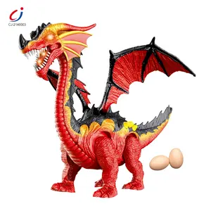 Battery operated mainan anak educational model plastic electric simulation lay eggs walking kids dinosaur