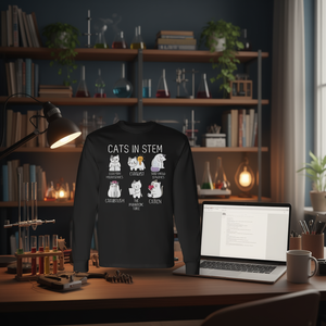 Camiseta de manga larga para amantes de los gatos, Cats In Stem Scientist Nerd Cat Lover - Product Image 3