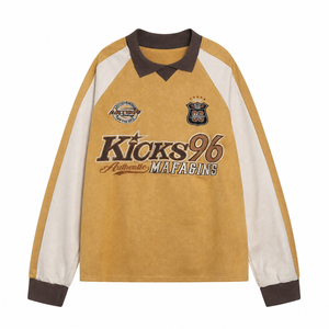 <span class=keywords><strong>Polo</strong></span> à manches longues pour hommes, respirant, avec lettres contrastées et impression numérique, personnalisable, vente en gros d'usine - Product Image 1