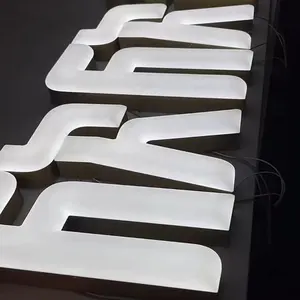 Logo toko LED huruf saluran luar ruangan tahan air tanda dinding huruf LED 3D untuk bisnis