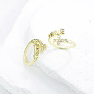 Anillos de Eternidad con Cruz de Jesús, Chapados en Oro Amarillo de 14k, con Circonitas, Joyería Religiosa Cristiana para <span class=keywords><strong>Hombre</strong></span> y Mujer - Product Image 4