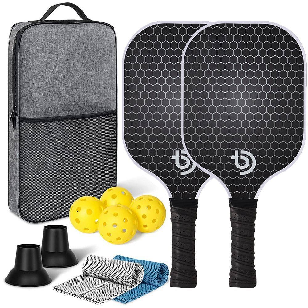 2 rackets + 4 balls + 2 ball pickers + 2 ice towels + 1 gray bag