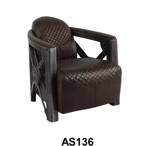 Fauteuil de salon en cuir, mobilier de luxe en aluminium, style Vintage et moderne - Product Image 3