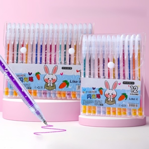 Simpatiche Penne Gel Glitterate |   12~48 Colori Vivaci, Inchiostro Scintillante, Design Coniglio Cartone Animato <span class=keywords><strong>per</strong></span> Colorare, Diari e Lavoretti Fai-da-te <span class=keywords><strong>per</strong></span> Bambini - Product Image 2