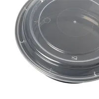Ciotola donburi usa e getta all'ingrosso nero 16 24 38 48 32 oz ciotola di plastica insalata rotonda ciotole da asporto microonde sicuro