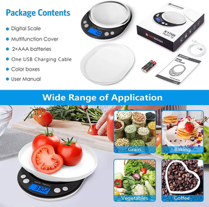 Hot Selling 3kg 0.1g Cozinha Digital Escala de Alimentos Inteligente Display LCD Bateria USB para Vidro Bluetooth 1g Household ROHS Eletrônico - Product Image 6