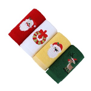 Serviettes brodées de Noël 32x45cm en pur coton, serviettes de toilette, cadeau publicitaire, logo personnalisé, forme rectangulaire - Product Image 2