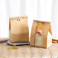 Sac d'emballage alimentaire en papier kraft avec fenêtre pour pain grillé, produits de boulangerie, pochette d'emballage personnalisée pour boulangerie