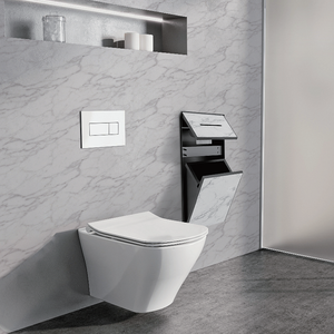 <span class=keywords><strong>Nicho</strong></span> de Pared para Baño de Acero Inoxidable Moderno con Soporte Oculto para Papel Higiénico y Cubo de Basura - Product Image 4