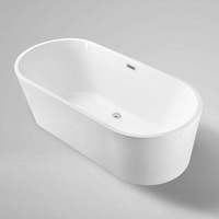 Baignoire autoportante en pierre artificielle blanche, surface acrylique, ovale, pour hôtel, villa