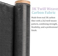 Tissu en fibre de carbone à armure sergé 3k 200gsm 400gsm avec dimensions de 1m X 100m