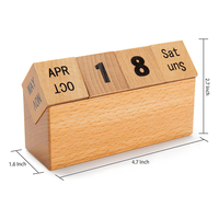 Calendrier de bureau perpétuel en bois naturel avec blocs de mois, de date et de jour