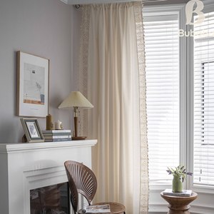 Tenda Divisoria <span class=keywords><strong>per</strong></span> Finestre in Stile Americano, Tessuto Fatto <span class=keywords><strong>a</strong></span> Mano con Motivi Floreali, Poliestere Semi-Oscurante Personalizzabile - Product Image 4