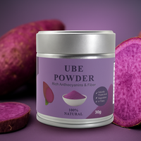 OEM Marque personnalisée Poudre de patate douce violette de haute qualité 50g Boîte de fer Poudre d'igname ube violette