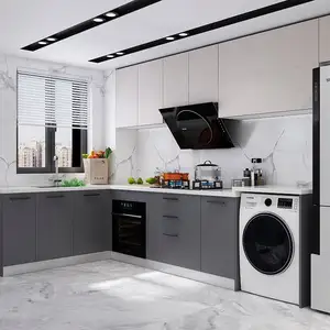New Zealand Market Compact Matt/high Gloss Italian Black Lacquer Kitchen Furniture