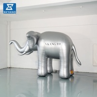 Modèle d'éléphant gonflable personnalisé en argent avec impression de logo pour la publicité d'événements commerciaux et la décoration