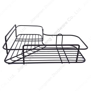 Étagère d'angle murale noire en métal pour gel douche, organiseur de rangement pour toilettes, évier de cuisine, 1 niveau, durable, personnalisable - Product Image 2