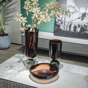 Decorazione della casa fiore <span class=keywords><strong>rosa</strong></span> cristallo cilindrico <span class=keywords><strong>vaso</strong></span> di vetro rosso mese rotondo <span class=keywords><strong>in</strong></span> vetro stock vasi di fiori - Product Image 4