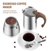 Cafetière Moka en acier inoxydable 6 tasses, compatible induction et gaz, avec logo personnalisé, style italien