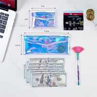 Dompet uang koin Bening, 2 buah ukuran berbeda holografik Portabel Laser fantasi tas kartu penyimpanan untuk remaja perempuan