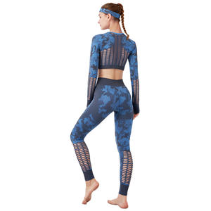 Vêtements de sport sans couture OEM, haut de camouflage et pantalon de yoga, nouveau design avec fonctionnalité respirante - Product Image 2