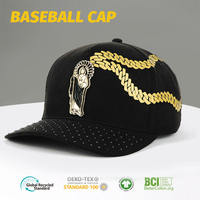 Casquettes de baseball streetwear dorées personnalisées X El Mago avec logo brodé et imprimé, bord incurvé, faible MOQ, OEM