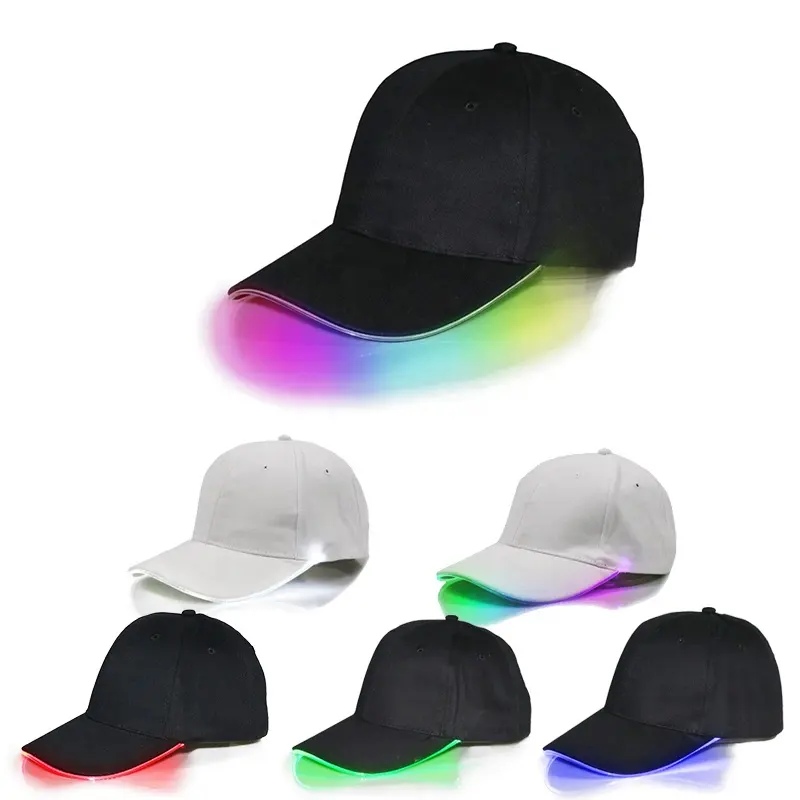 Trucker Hat Customized Printing Custom Cotton Snapback Light Hat Rave Lighted Glow Caps Flashing Luminous LED Baseball Cap
