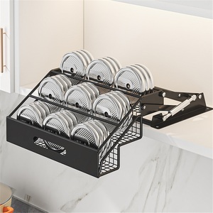 Étagère de rangement multi-niveaux pour serviettes, autoportante, moderne, en acier inoxydable, étanche, silencieuse, avec levage hydraulique, sans perçage, pour armoire de cuisine - Product Image 3