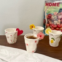 Mug en céramique unique fait main, irrégulier, peint à la main, sans anse, pour couple, cadeau, tasse à thé ou café, mignon