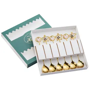 2024 Christmas Gift Merry Christmas Spoon Santa Spoon Party Table Ornaments Coffee Spoon Set with Gift Box