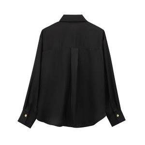 Nouvelles Blouses <span class=keywords><strong>Chic</strong></span> pour Femmes à Manches Longues, Style Bancaire Mondial, avec Boutons Métalliques, Rétro et Polyvalentes - Product Image 2