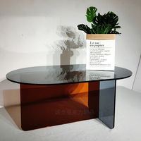 Table basse de loisirs ovale en acrylique moderne Petite table basse de salon d'appartement