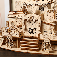 Commande en gros de puzzles 3D en bois pour adultes, modèle de maison hantée d'Halloween en bois 3D, décoration de fête, cadeau