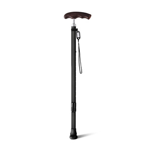 Bastón de Fibra de Carbono con Altura Ajustable de 60-100cm, Antideslizante, Ayuda Médica para Caminar para Personas Mayores con Empuñadura de Madera - Product Image 3
